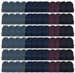 Yacht & Smith Unisex Knit Winter Hat With Stripes Assorted Colors