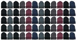 60 Wholesale Yacht & Smith Unisex Assorted Dark Colors Adult Winter Beanies