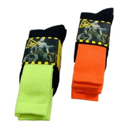 24 Pairs Men's Neon Work Socks, Size 10-13 - Mens Tube Sock