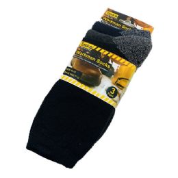 24 Wholesale Men's 3 Pairs Crew Socks, Size 10-13