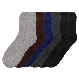 120 Pairs Mens Plush Soft Socks Dark Colors Assorted Size 10-13 - Men's Fuzzy Socks