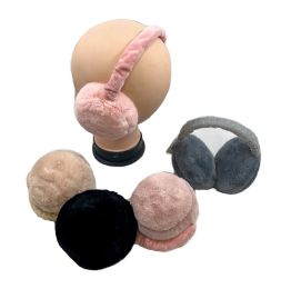 36 Wholesale Adjustable Plush Earmuffs Assorted Colors