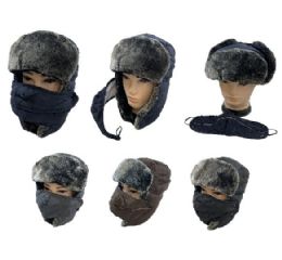 24 Pieces Aviator Hat With Fur Trim And Detachable Mask [3-IN-1] - Trapper Hats