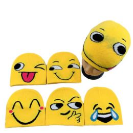 24 Wholesale Child's Knitted Beanie With Emoji Faces