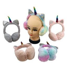 48 Wholesale Child's Unicorns Plush Earmuffs