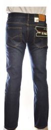 24 Wholesale Men's Trendy Fashion Jeans Size Scale 30-38 Color Dark Blue