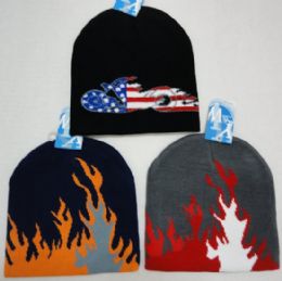 36 Pairs Knit Beanie [flames & Bikes] - Winter Beanie Hats