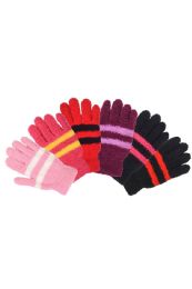 180 Bulk Ladies Striped Fuzzy Plush Gloves