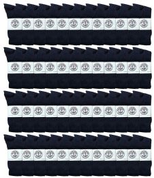 48 Pairs Yacht & Smith Men's Athletic Cotton Crew Socks Terry Cushioned Navy Size 10-13 - Mens Crew Socks