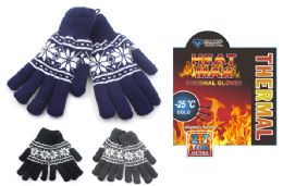 24 Pairs Insulated Stretch Snow Flake Printed Gloves - Winter Gloves