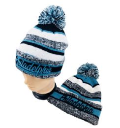 48 Pieces Philadelphia Knitted Hat With Pom Pom - Winter Beanie Hats