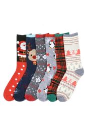 180 Wholesale Women's Christmas Printed Crew Socks