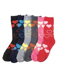 180 Pairs Women's Heart Printed Crew Socks - Womens Crew Sock