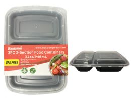 24 Wholesale 3 Piece 2 Section Food Container