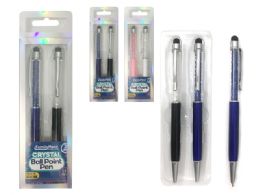 144 Pieces 2pc Crystal Ball Point Pen W/ Stylus - Pens