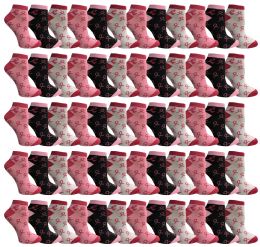 60 Wholesale Yacht & Smith Women's Assorted Colored Breast Cancer Awareness Ankle Socks