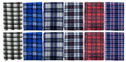 Yacht & Smith Unisex Warm Winter Plaid Fleece Scarfs Assorted Colors Size 60x12 Bulk Buy