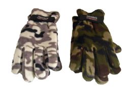 48 Wholesale Camo Polar Fleece Gloves