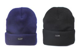 12 Pieces Heavy Knit Insulated Hat Blue And Black - Winter Beanie Hats