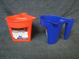 24 of Plastic Paint Cup With Handle Assorted