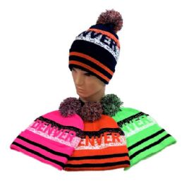 48 Pieces Denver Pom Pom Knit Hat - Winter Beanie Hats