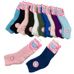 48 Units of Womens NoN-Slip Soft & Cozy Fuzzy Socks - Womens Fuzzy Socks