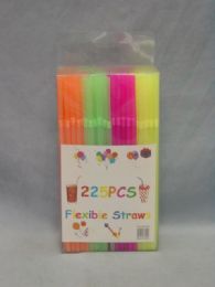 36 Pieces 225 Piece Flex. Straw Neon Color In Box - Straws and Stirrers
