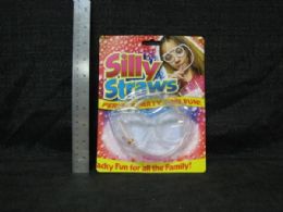 48 Wholesale Plastic Silly Straw Eye Glass Shape Clear