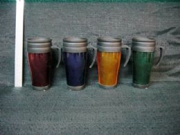 24 Wholesale Plastic Car Mug 12 Ounce Assorted Colors