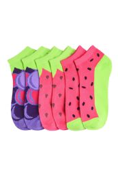 432 Pairs Girls Fruit Printed Ankle Socks Size 0-12 - Girls Ankle Sock