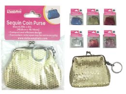 288 Wholesale Sequin Coin Purse Keychain