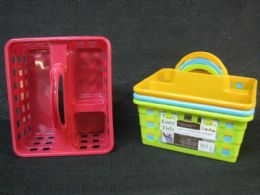 24 Bulk Plastic Carrier With Handle Square Holes Assorted Color