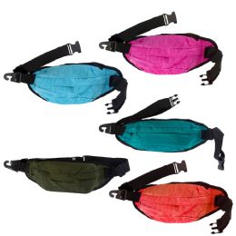 24 of Water Resistant Large Bulk Fanny Packs Belt Bags In 5 Assorted Colors