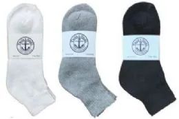 360 Wholesale Yacht & Smith Kid's Cotton Mid Ankle Socks Set Assorted Colors Black, White Gray Size 6-8