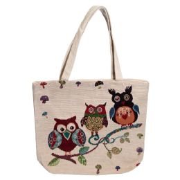 24 Wholesale Animal Tapestry Bulk Tote Bags In 3 Assorted Styles