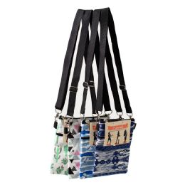 24 Wholesale 7 Inch Crossbody Bags 3 In 1 With 2 Zippered Pockets In 4 Assorted Prints