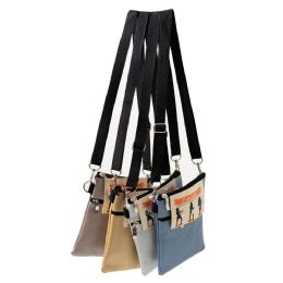 24 Wholesale 7 Inch Crossbody Bags 3 In 1 With 2 Zippered Pockets In 4 Assorted Colors