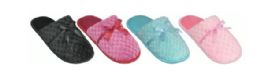 36 Wholesale Women's Warm Plush House Slippers With Bow Design