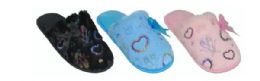 36 Wholesale Women's Warm Plush House Slippers With Heart Design