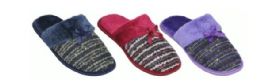 36 Units of Women's Warm Plush House Slippers With Tribal Design & Bow - Women's Slippers