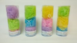 24 Pieces 3 Piece Shower Balls In A Tube - Loofahs & Scrubbers