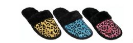 36 Units of Women's Warm Plush House Slippers With Leopard Design - Women's Slippers