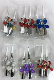 48 of Metal Hair Clamp Rhinestone Flower Design