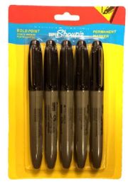 48 Units of 5 Pieces Black Thick Marker - Markers