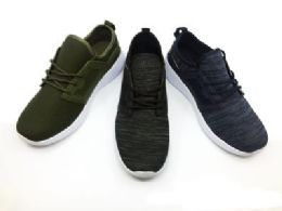 12 Pairs Contemporary Men's Breathable Sneakers With Laces In Black - Men's Sneakers