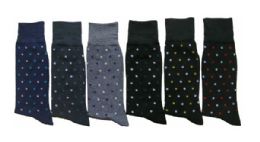 288 Pairs Men's Casual Crew Dress Socks - Dot Print - Size 10-13 - Mens Crew Socks