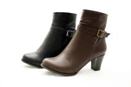 18 Bulk Pu Leather Womens Ankle Boots With Heels In Black