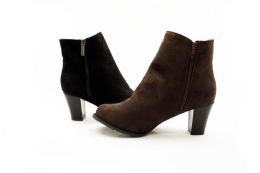 18 Wholesale Womens Swede Ankle Boots With Heels In Black