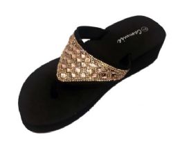 18 Wholesale Cammie Double Wedge Sandals With Rhinestones In Rose Gold