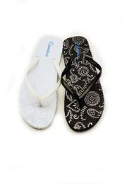 48 Wholesale Womens Flip Flops With Classical Print